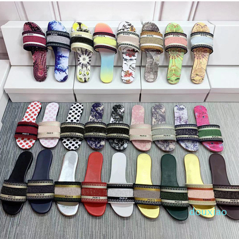 2021 Women Dway Slide Designer Flat Slipper Multicolor Embroidered Cotton Leather printed insole Fashion Summer Beach Sexy Flip Flops, Black
2021 Women Dway Slide Designer Flat Slipper Multicolor Embroidered Cotton Leather printed insole Fashion Summer Beach Sexy Flip Flops, Black