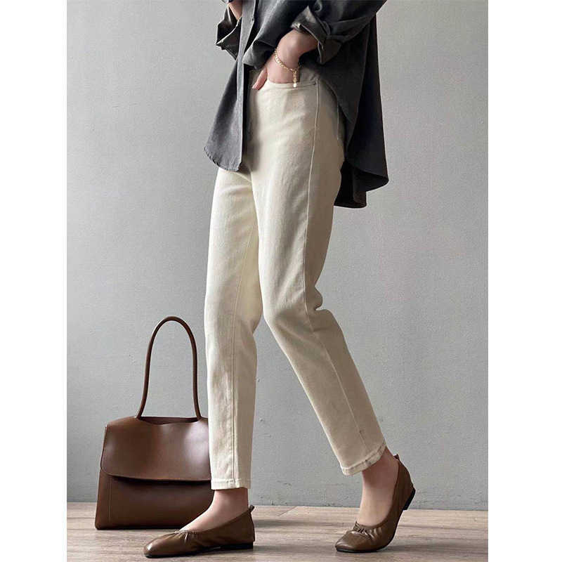 Spring Korean White Jeans Women' Loose Casual High Waist Slim Straight Black Pants 210607, Beige
Spring Korean White Jeans Women' Loose Casual High Waist Slim Straight Black Pants 210607, Beige
