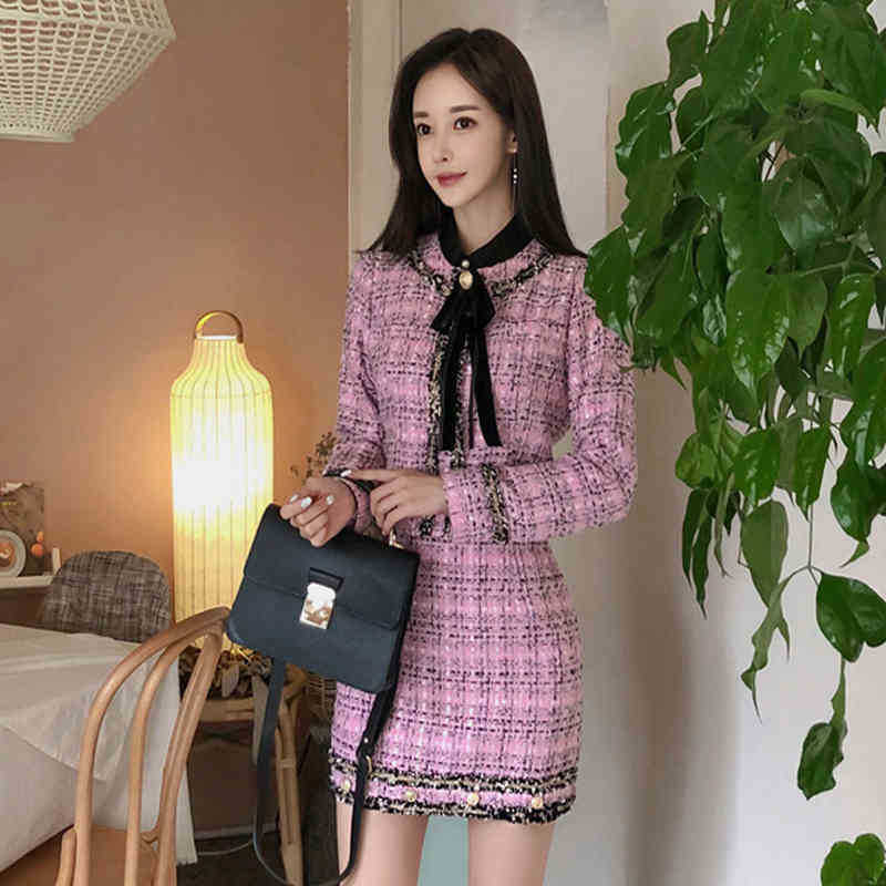 Temperament Tweed Sets Women Two Piece Set Autumn Winter Pink Tweed single-breasted Coat Jacket + Short Skirt Ladies T200325
Temperament Tweed Sets Women Two Piece Set Autumn Winter Pink Tweed single-breasted Coat Jacket + Short Skirt Ladies T200325