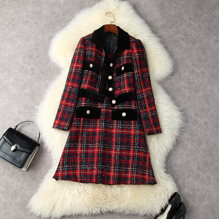 European and American women's clothing winter 2022 new Long sleeve button coat Sleeveless v-neck dress fashion Plaid two-piece, Red
European and American women's clothing winter 2022 new Long sleeve button coat Sleeveless v-neck dress fashion Plaid two-piece, Red