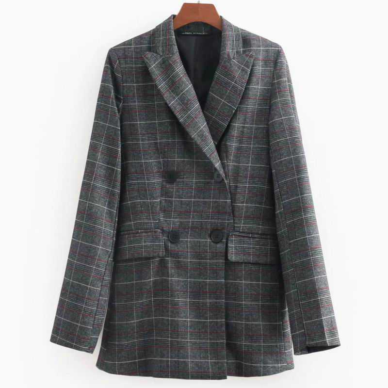 Women Plaid Blazer Spring Notched Double Breasted Casual coat Tops Female Blazers 210602, Black
Women Plaid Blazer Spring Notched Double Breasted Casual coat Tops Female Blazers 210602, Black