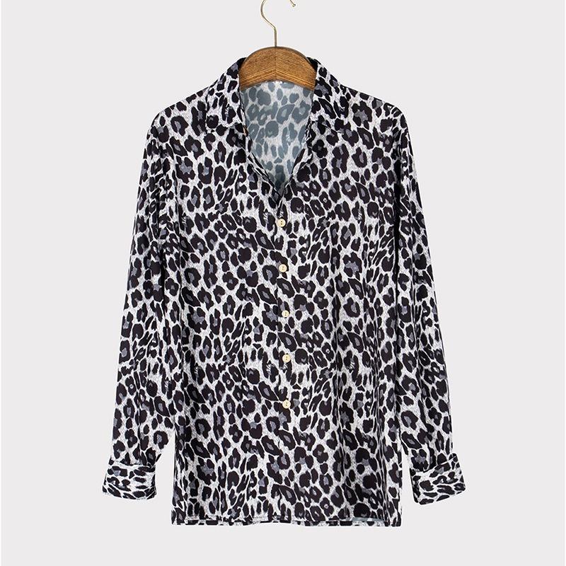Men's Leopard Printed Shirts Fashion Casual Cotton Polyester Shirt Mens Tops Button Down Classic Tees Holiday Wear