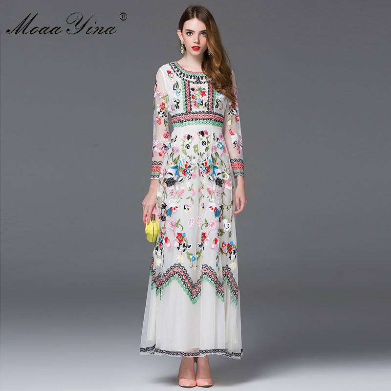 Fashion Designer Dress Spring Women Long sleeve Embroidery Mesh Flowers Casual Retro Elegant High quality 210524, White
Fashion Designer Dress Spring Women Long sleeve Embroidery Mesh Flowers Casual Retro Elegant High quality 210524, White