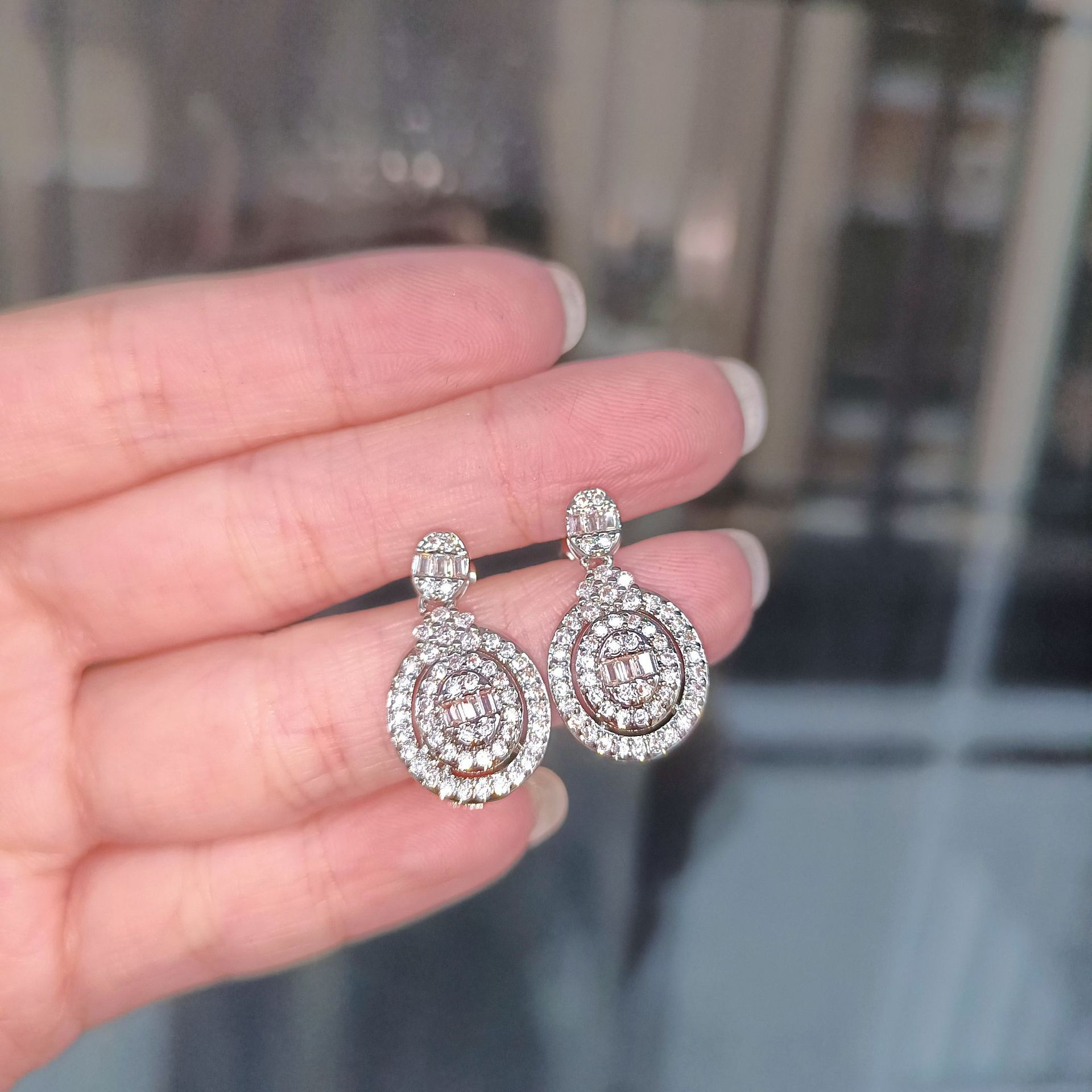 Choucong Brand Dangle Earring Luxury Jewelry Six Style 925 Sterling Silver Sparkling Handmade White Topaz T Princess Cut White Zircon Eternity Women D
