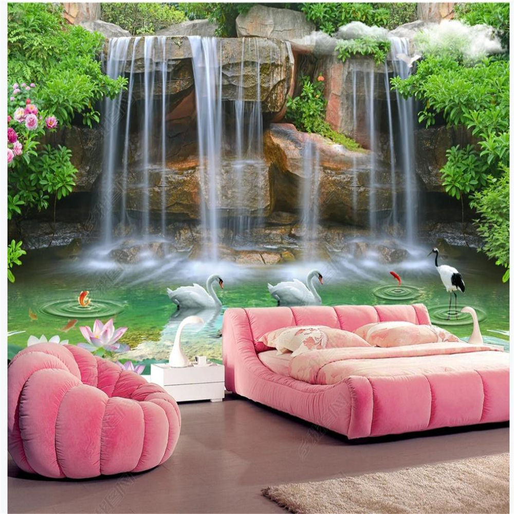 Photo murals living room Landscape wallpaper painting 3D waterfall romantic stereo TV background wall