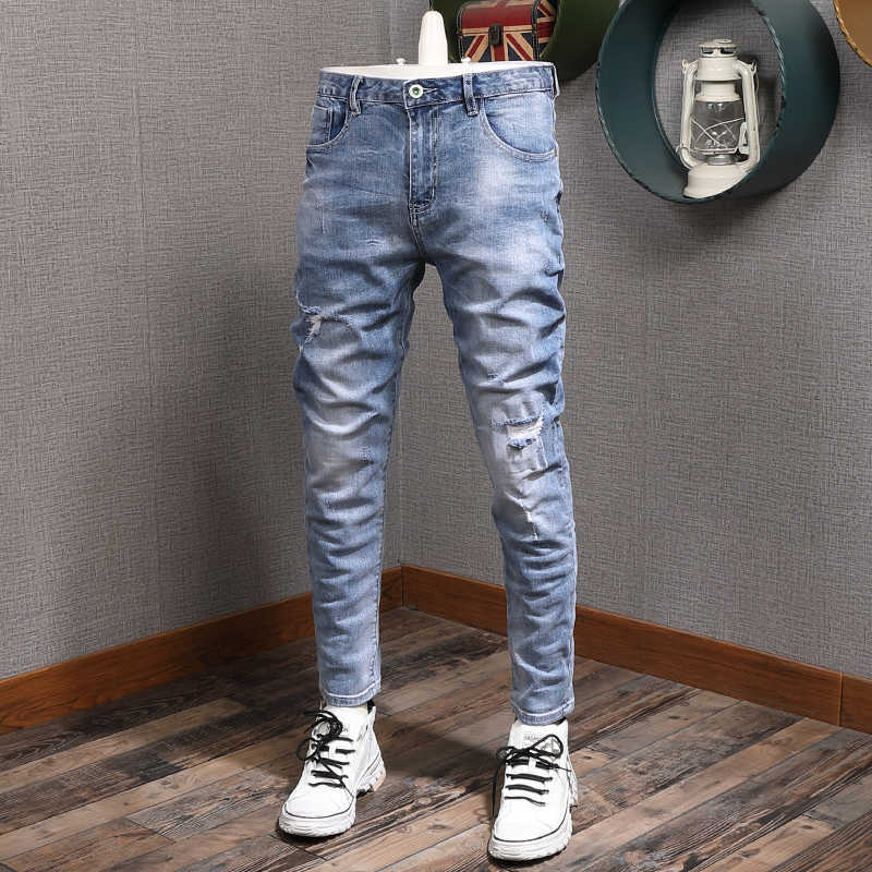 Ly Korean Fashion Men Jeans Elastic Cotton Slim Fit Denim Pants Homme Streetwear Retro Blue Vintage Designer Ripped
Ly Korean Fashion Men Jeans Elastic Cotton Slim Fit Denim Pants Homme Streetwear Retro Blue Vintage Designer Ripped