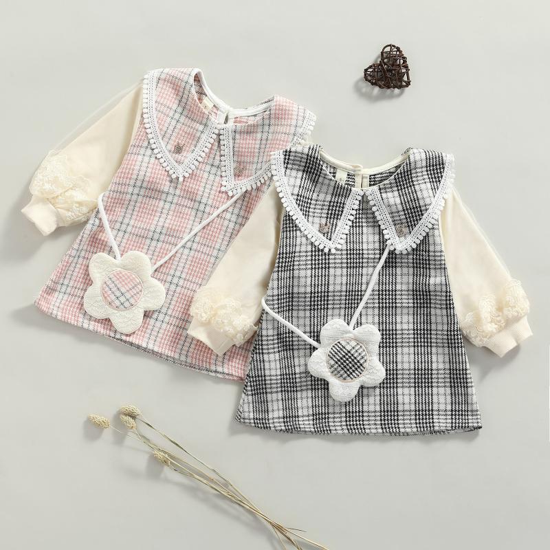 Girl's Dresses Spring Girl Plaid Print Clothes Set, Mesh-joint Long Sleeve Pan Collar Sweet Style Dress+ Flower Shaped Single Shoulder Bag, Red;yellow
Girl's Dresses Spring Girl Plaid Print Clothes Set, Mesh-joint Long Sleeve Pan Collar Sweet Style Dress+ Flower Shaped Single Shoulder Bag, Red;yellow