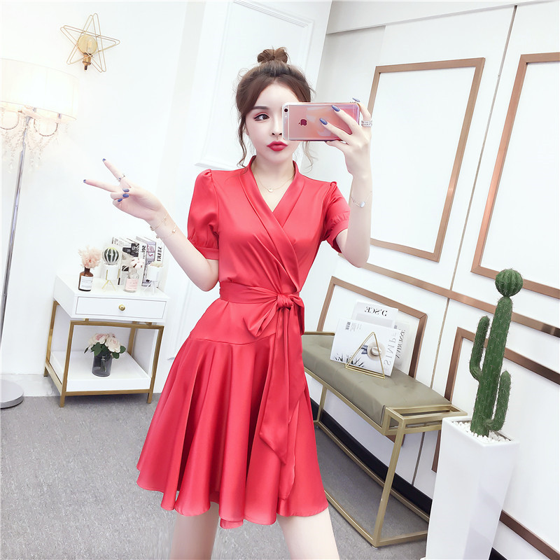 Women Summer Sexy V-Neck Mini Wrap Dress Fashion Elegant High Waisted Sashes Boho Ruffles Beach Short Vestidos 210519