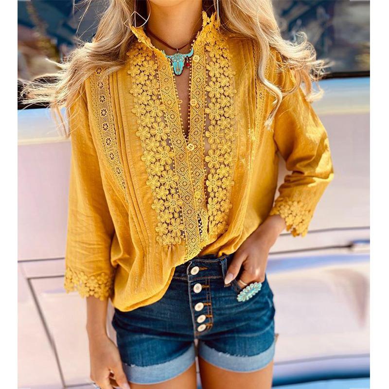 Women's Blouses & Shirts Foridol Embriodery Lace Patchwork Blouse Tops Women Long Sleeve Yellow Office 2021 Auutmn Winter Casual, White
Women's Blouses & Shirts Foridol Embriodery Lace Patchwork Blouse Tops Women Long Sleeve Yellow Office 2021 Auutmn Winter Casual, White