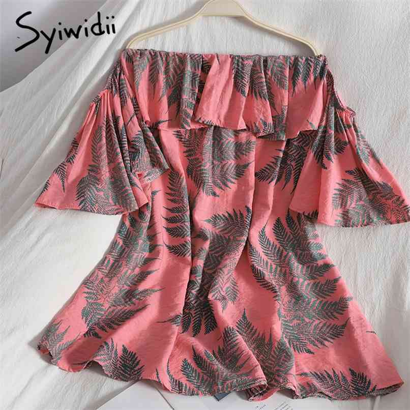 Fashion Print High Waist Dresses Women Short Sleeve Sexy Strapless Ruffles Slash Neck A-line Summer Clothing 210607, Pink
Fashion Print High Waist Dresses Women Short Sleeve Sexy Strapless Ruffles Slash Neck A-line Summer Clothing 210607, Pink