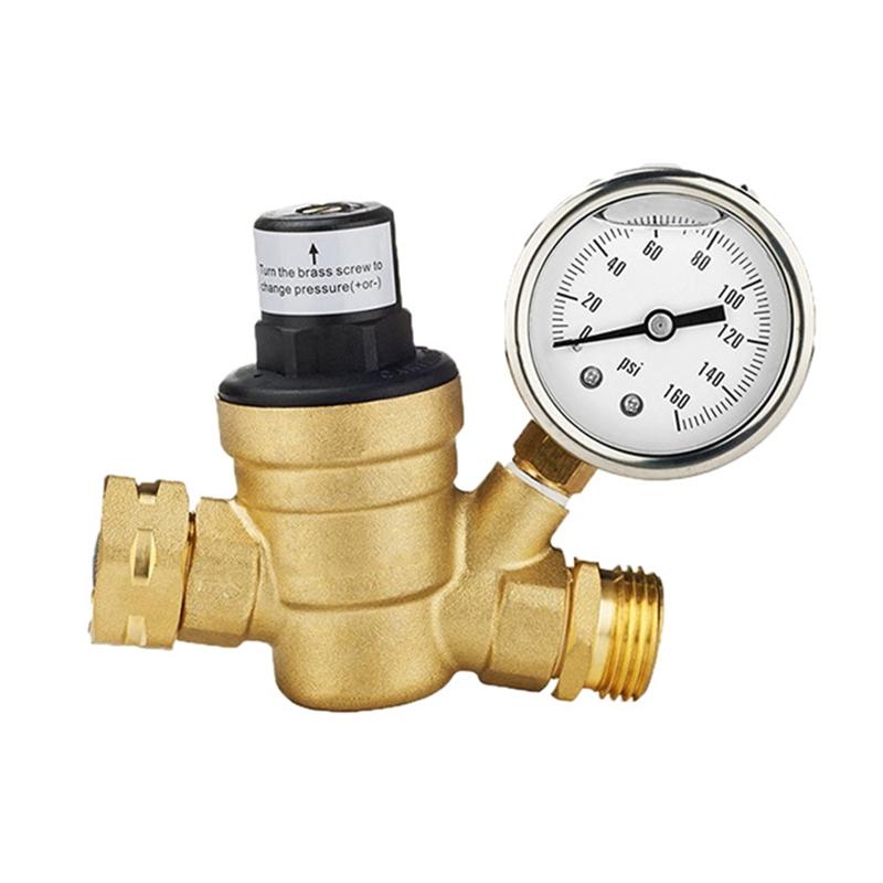 Parts Brass Water Pressure Regulator Lead Free Valve Adjustable Reducer For RV Screened Filter