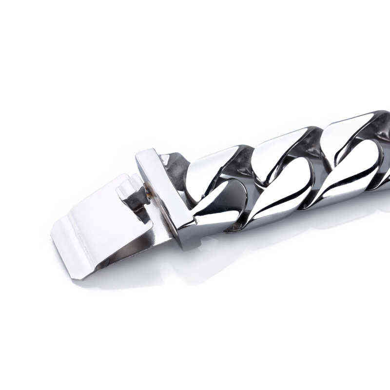 TrustyLan Shiny Glossy 316L Stainless Steel Mens Bracelets 20MM Wide Chain Jewellery Accessory Man Bracelet 211124