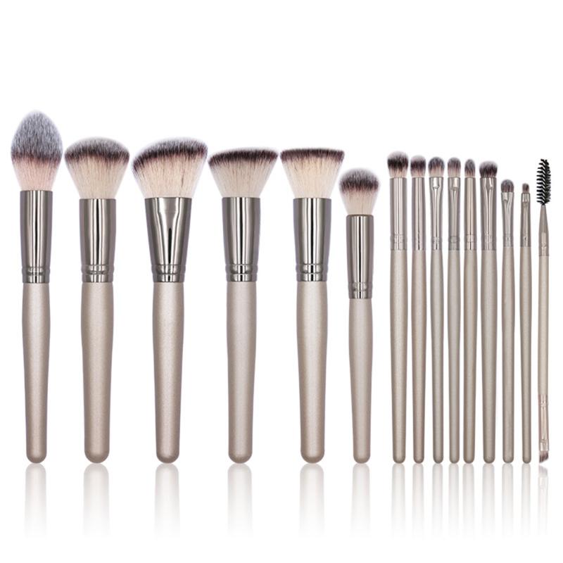 Makeup Brushes Professional 15pcs Champagne Set Foundation Powder Blush Eyeshadow Concealer Lip Eye Cosmetics For Make Up Tools