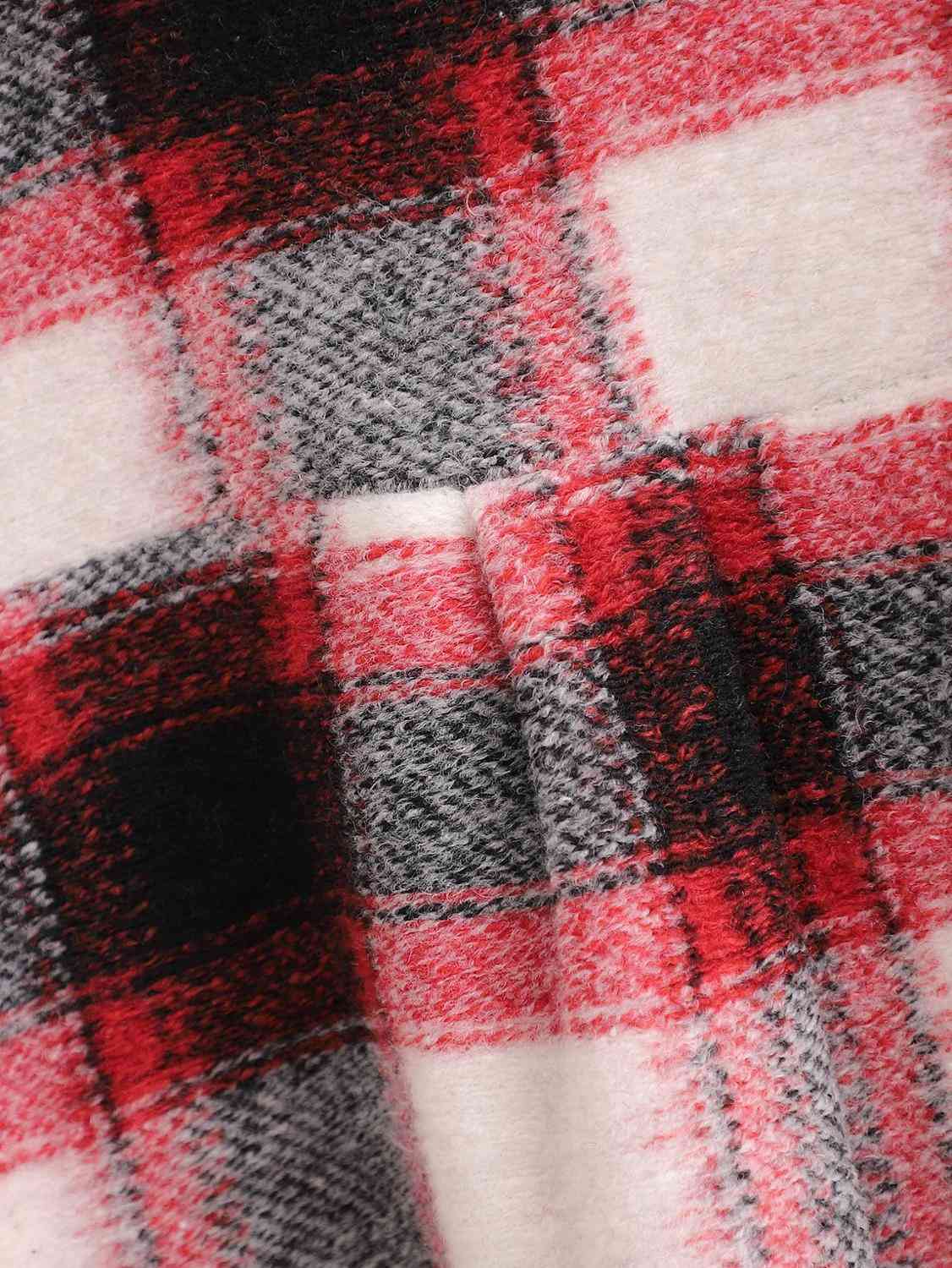 Winter Gingham Check Plaid Coat Oversize Style Women Front Pockets Loose Long Lapel Woolen Jacket 210429