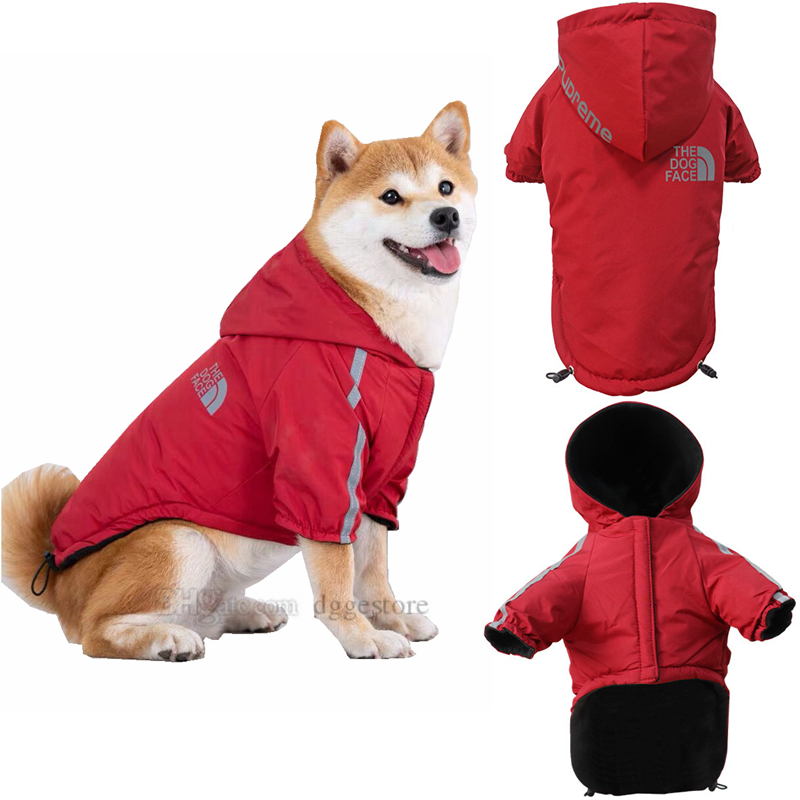 free shipping Warm Hoodie Designer Dog Apparel Doggy Face Sweater Pet Winter Coat et Cold Weather Clothes for Small Medium and Large Dogs Red 3XL A158