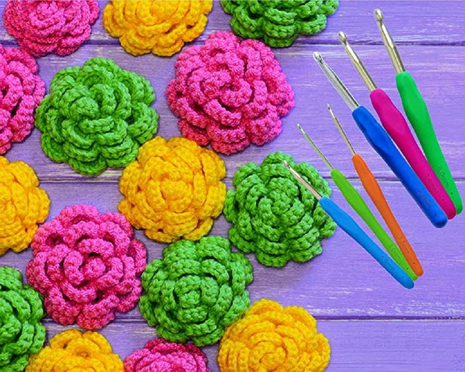 2021New 9PC/Set Color Silicone Soft Handle Metal Set DIY Knitting Needles Crochet Tool Hook Pin DHL Free shipping