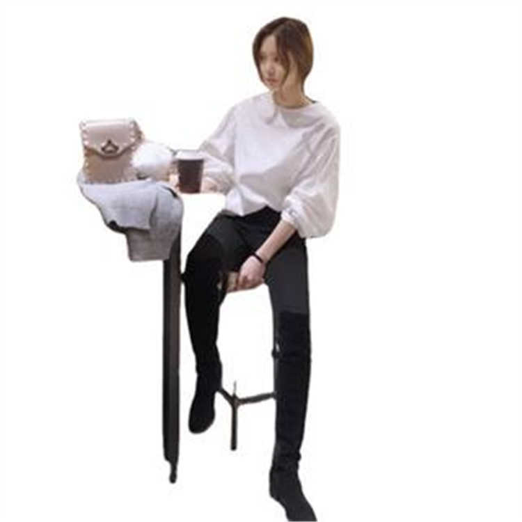 Solid Full Shirts Bottoming Top O Neck Lantern Sleeve White Fashion Plus Size Women Blouses 210615