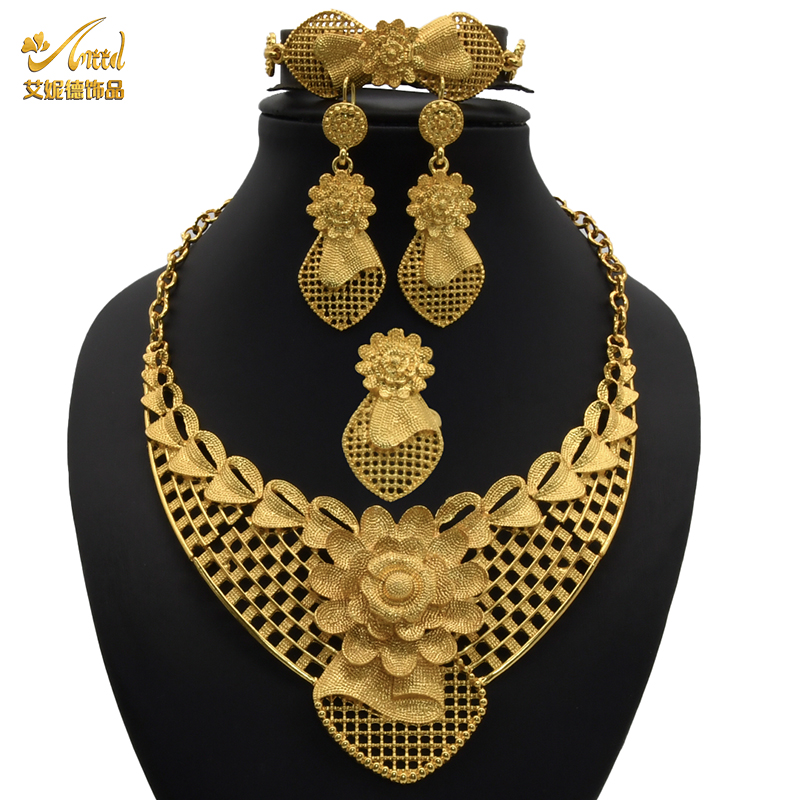 Flower Necklace Sets For Women Dubai African Gold Jewelry Set Bride Earrings Rings Indian Nigerian Wedding Jewelery Set Gift
Flower Necklace Sets For Women Dubai African Gold Jewelry Set Bride Earrings Rings Indian Nigerian Wedding Jewelery Set Gift