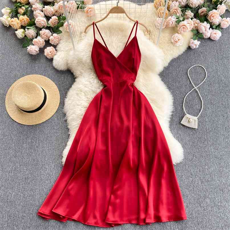 Sexy V-neck Spaghetti Strap Midi Party Dress Women Summer Fashion Sleeveless Slim Waist Bowknot Open Back Evening Club Dresses 210603, Black
Sexy V-neck Spaghetti Strap Midi Party Dress Women Summer Fashion Sleeveless Slim Waist Bowknot Open Back Evening Club Dresses 210603, Black