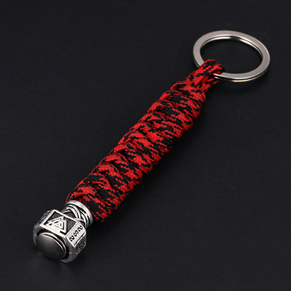 Fashion Vikings Rune Hand Woven Keychain Outdoor Camping Survival Rope Accessories Car Keyring Scandinavian Norse Male Jewelry