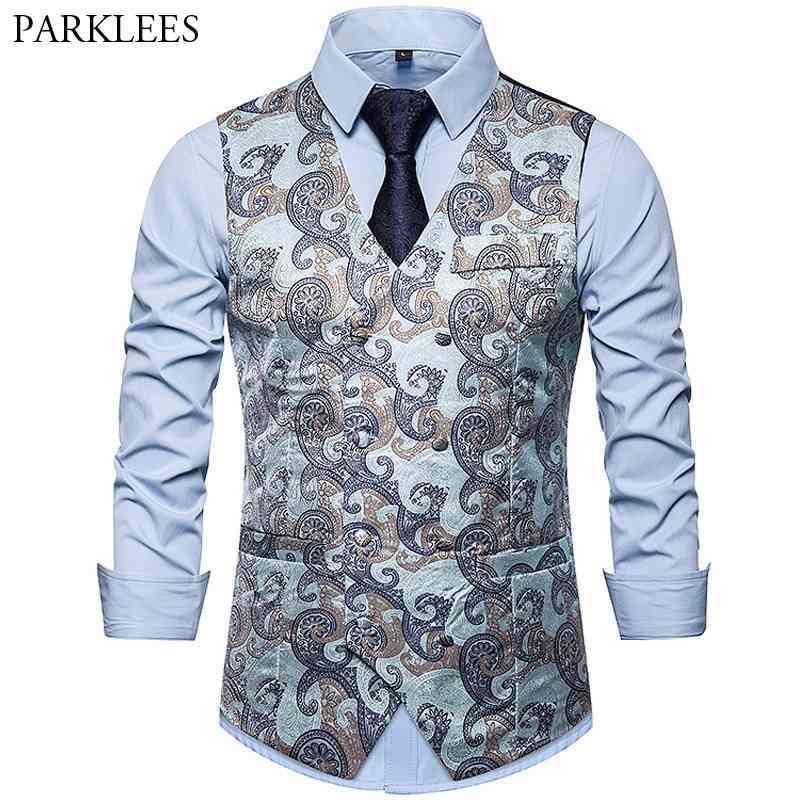 Mens Luxury Paisley Jacquard Suit Vest Double Breasted Dress Tuxedo Vest Prom Singer Dancer Waistcoat Performance Clothing Gilet 210524, Tie
Mens Luxury Paisley Jacquard Suit Vest Double Breasted Dress Tuxedo Vest Prom Singer Dancer Waistcoat Performance Clothing Gilet 210524, Tie