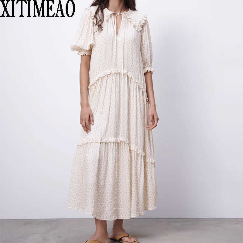 ZA Women Floral Printed Dress Half Sleeve Doll Collar High Waist Loose Long Length Female Holiday Two Piece Dess 210604, Cream color
ZA Women Floral Printed Dress Half Sleeve Doll Collar High Waist Loose Long Length Female Holiday Two Piece Dess 210604, Cream color