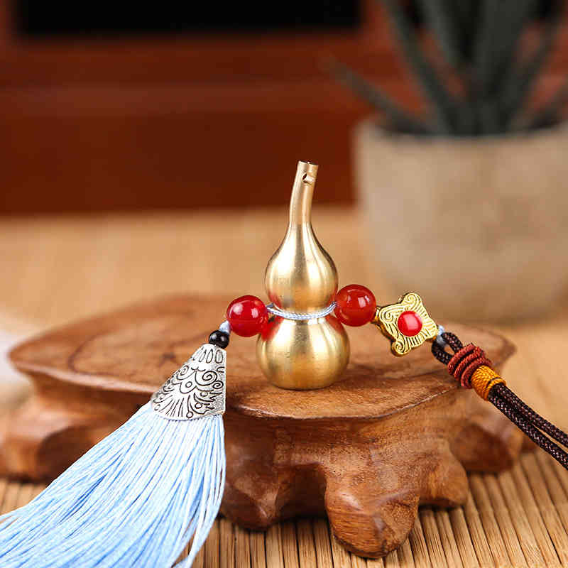 Key Rings Tassel Copper Gourd Bag Hanging Chinese Style Colorful Chain Accessories Car Pendant Jewelry Small Gift