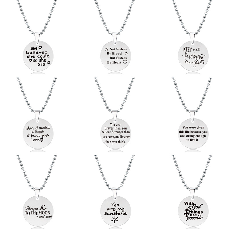 Inspiring Pendant Necklaces Stainless Steel Round Inspirational Letter Pendant-Necklaces Choker Jewelry Birthday Gift for Friends Family, Silver
Inspiring Pendant Necklaces Stainless Steel Round Inspirational Letter Pendant-Necklaces Choker Jewelry Birthday Gift for Friends Family, Silver