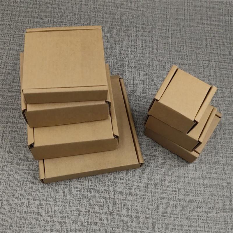 Gift Wrap 100pcs 10 Size Kraft Paper Corrugated Box For Small Item Packaging DIY Thickened Postal Wrapping