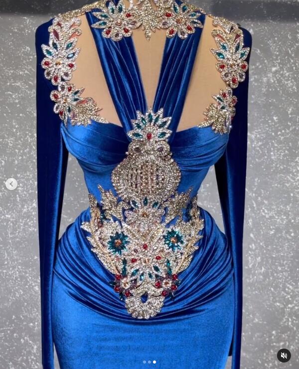 Plus 2022 Size Arabic Aso Ebi Luxurious Beaded Crystals Prom Dresses Sheath High Neck Evening Formal Party Second Reception Gowns Dress Zj206