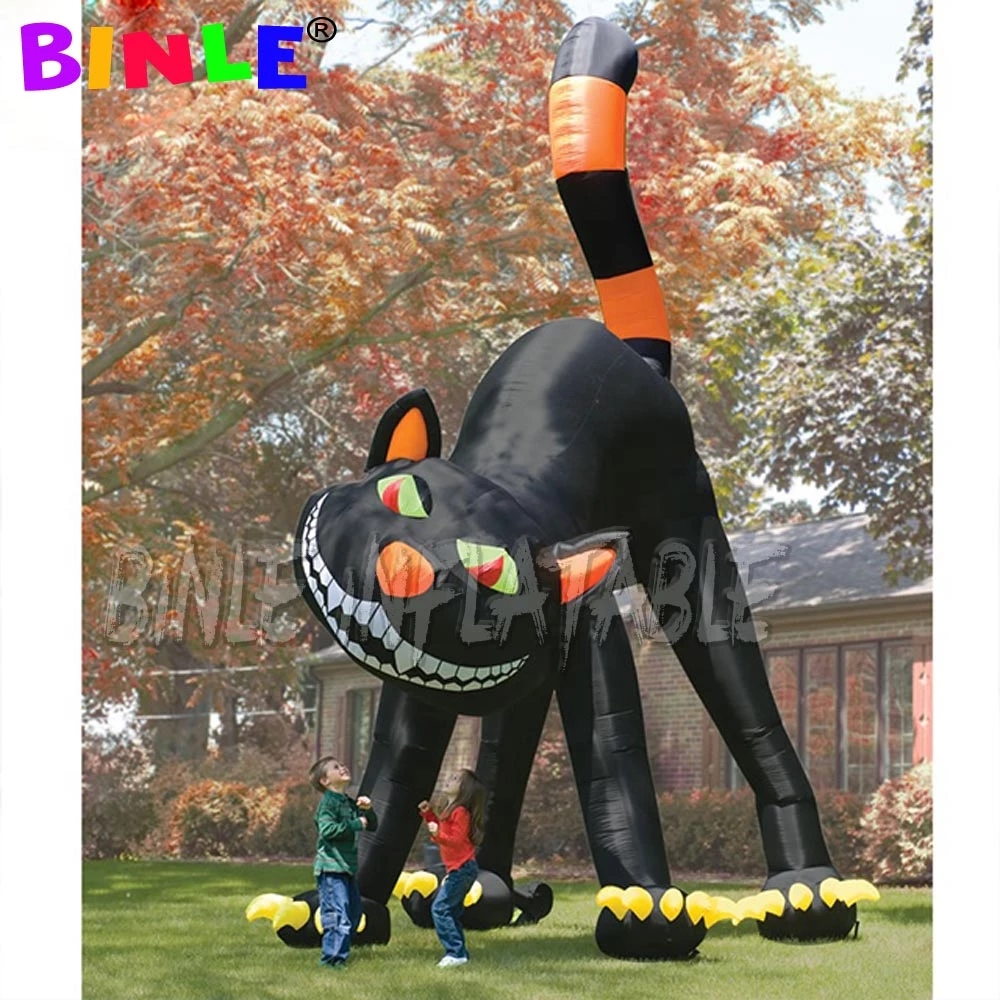 Custom made outdoor large inflatable moggy halloween decoration inflatables black cat for sale