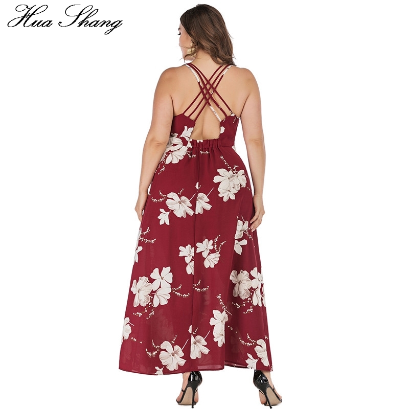 5XL 6XL 7XL Plus Size Summer Beach Dress Women V Neck Sleeveless Floral Boho Dresses String Cross Backless Sexy Maxi Long Dress 210409