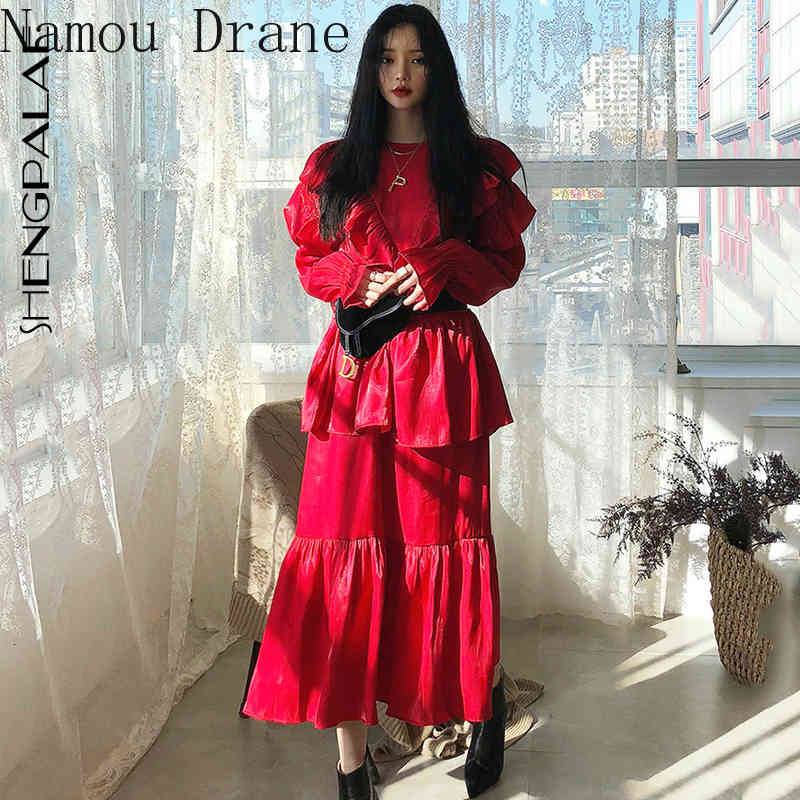Spring Chic Round Neck Lotus Leaf Edge Split Joint Loose Gloss Vintage Red Cake Dress Longuette Woman 210429, Black
Spring Chic Round Neck Lotus Leaf Edge Split Joint Loose Gloss Vintage Red Cake Dress Longuette Woman 210429, Black