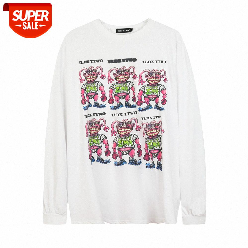 Monster print long-sleeved t-shirt men's street flow loose round neck top pullover bottoming shirt #gx4R, White;black
Monster print long-sleeved t-shirt men's street flow loose round neck top pullover bottoming shirt #gx4R, White;black