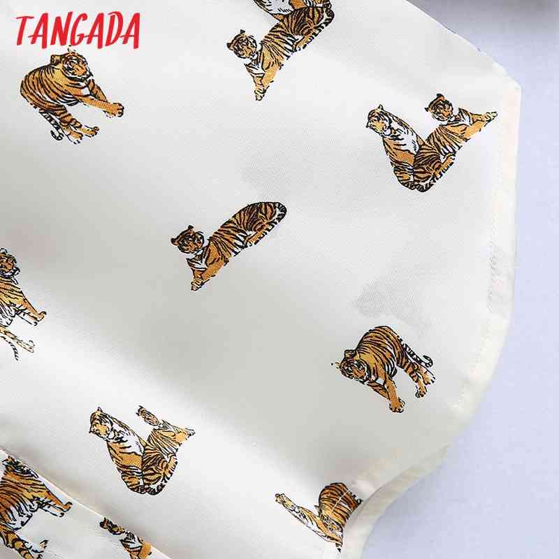 Women Retro Oversized Tiger Print Blouse Long Sleeve Chic Female Casual Loose Shirt Blusas Femininas BE450 210416
