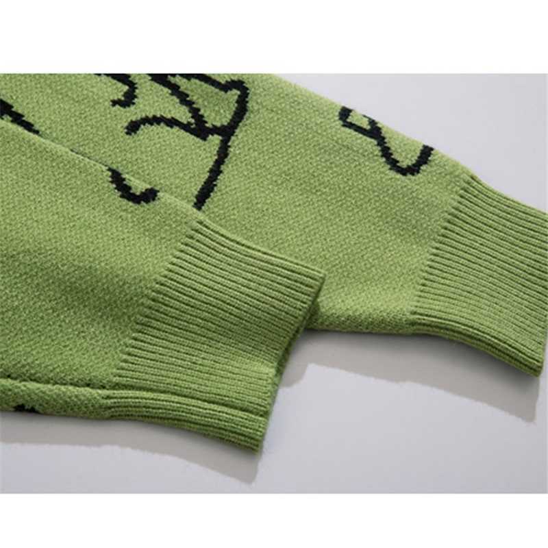 FGKKS Sweater Men Harajuku Fashion Knitted Hip Hop Dinosaur Cartoon Pullover O-Neck Oversize Casual Couple Male Sweaters 210818