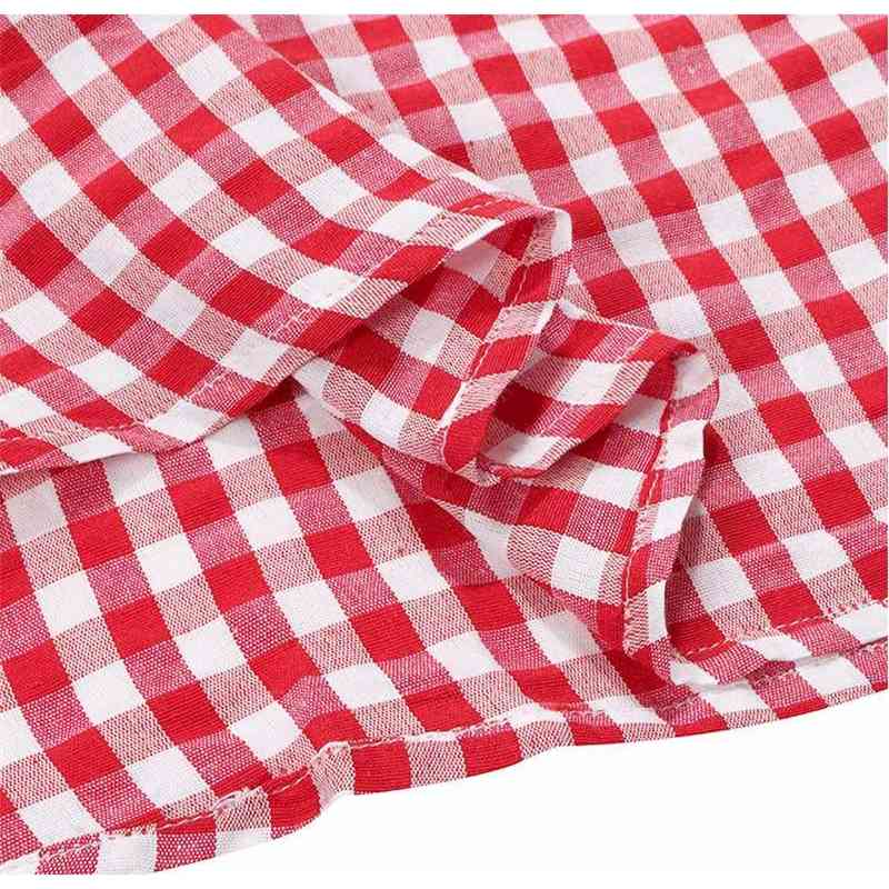 Short Sleeve Plaid O Neck A-Line Mid-Calf Summer Dresses Women 210615Z