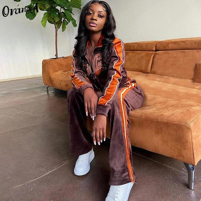 Women's Two Piece Pants Women Tracksuit Letter Print Velvet 2 Outfit Sweatshirt+Straight Sweatpants Matching Set Fitness Sporty Streetwear, Brown 
Women's Two Piece Pants Women Tracksuit Letter Print Velvet 2 Outfit Sweatshirt+Straight Sweatpants Matching Set Fitness Sporty Streetwear, Brown