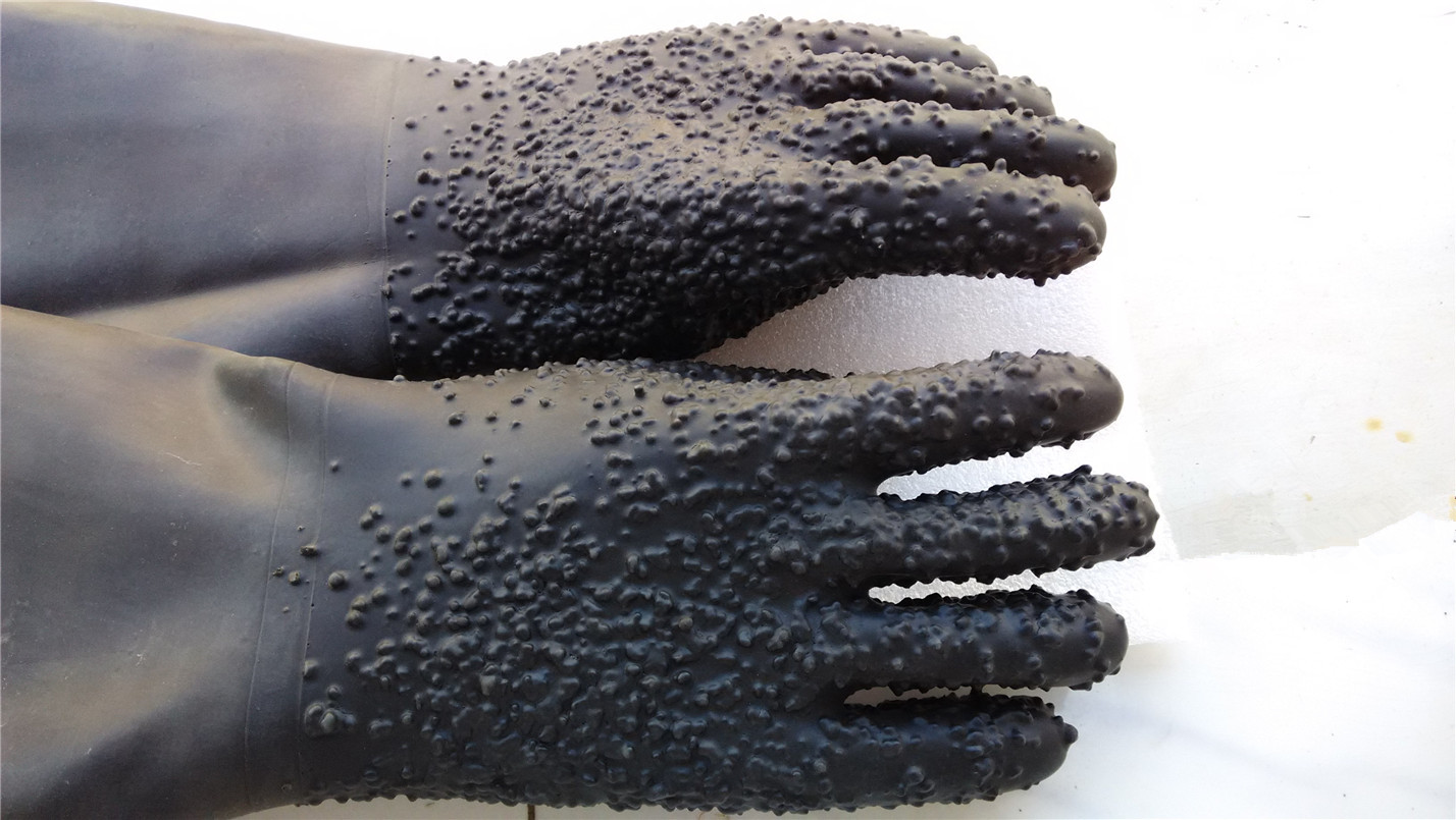 L650mm Rubber Long Gloves Sandblasting Protective for Sandblaster Cabinet