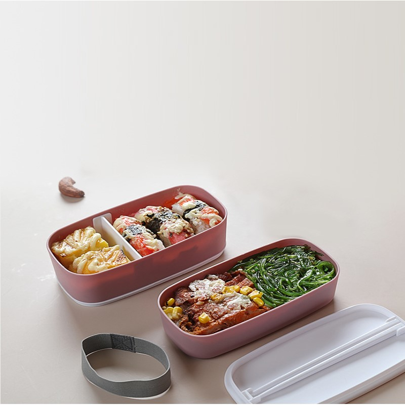 Japanese-style Portable Lunch Box Healthy Material 2 Layers Bento Boxes Microwave Dinnerware Food Storage Container Foodbox
