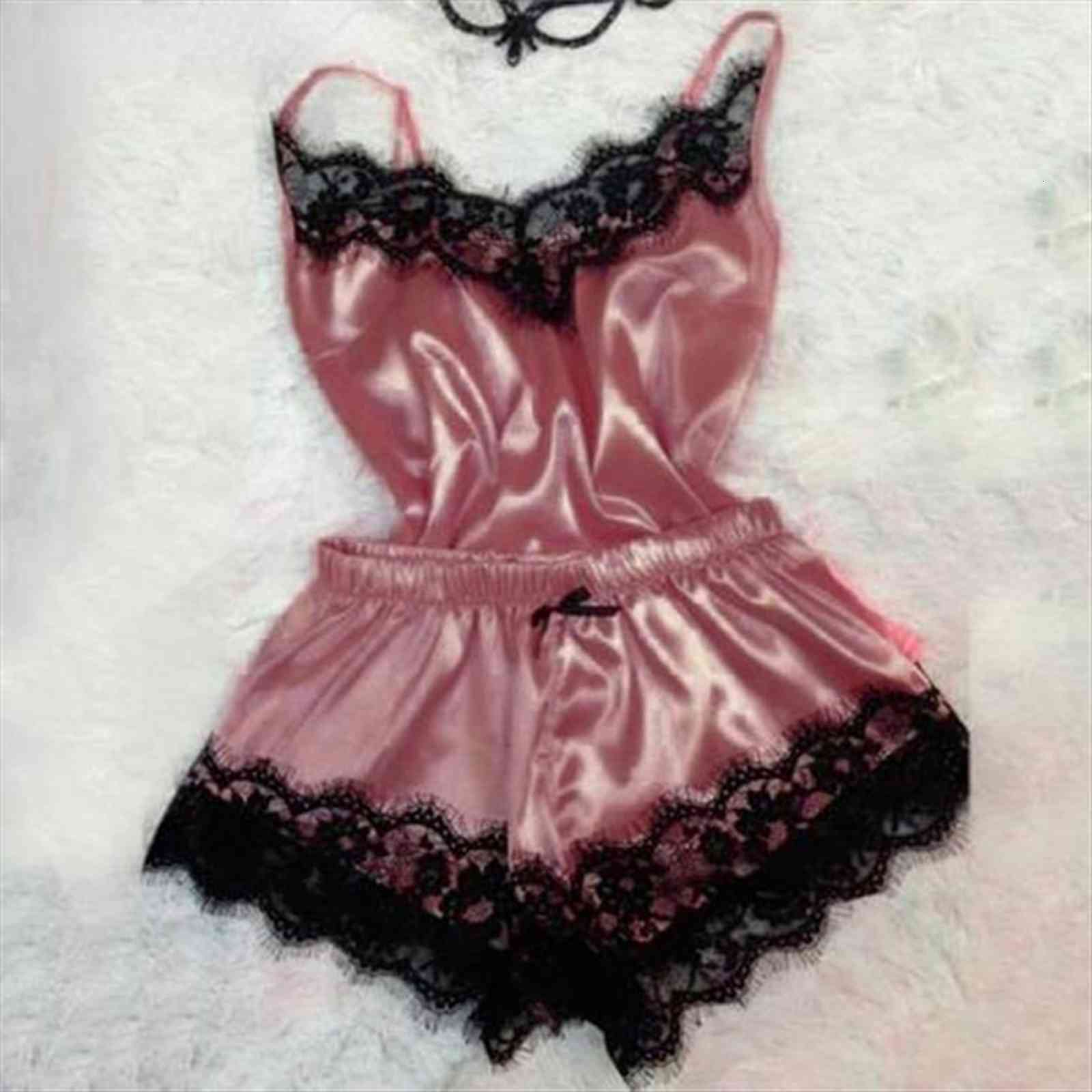 neon green satin pajama womens sleepwears set black lace v neck pyjamas sleeveless cute cami and shorts, Black;red
neon green satin pajama womens sleepwears set black lace v neck pyjamas sleeveless cute cami and shorts, Black;red
