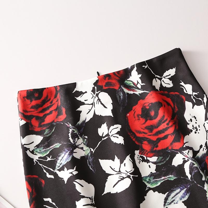 Floral Print Elastic High Waist Pencil Skirts Midi Skirt Women Printed OL Work Wear Summer Plus Size Short