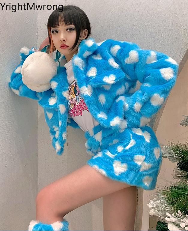 Two Piece Dress Women Set Heart Faux Fur Plush Jacket Crop Top Coat Outfit + Mini Skirt Suit Cute Soft Girl Aesthetic Fashion Kawaii, White
Two Piece Dress Women Set Heart Faux Fur Plush Jacket Crop Top Coat Outfit + Mini Skirt Suit Cute Soft Girl Aesthetic Fashion Kawaii, White