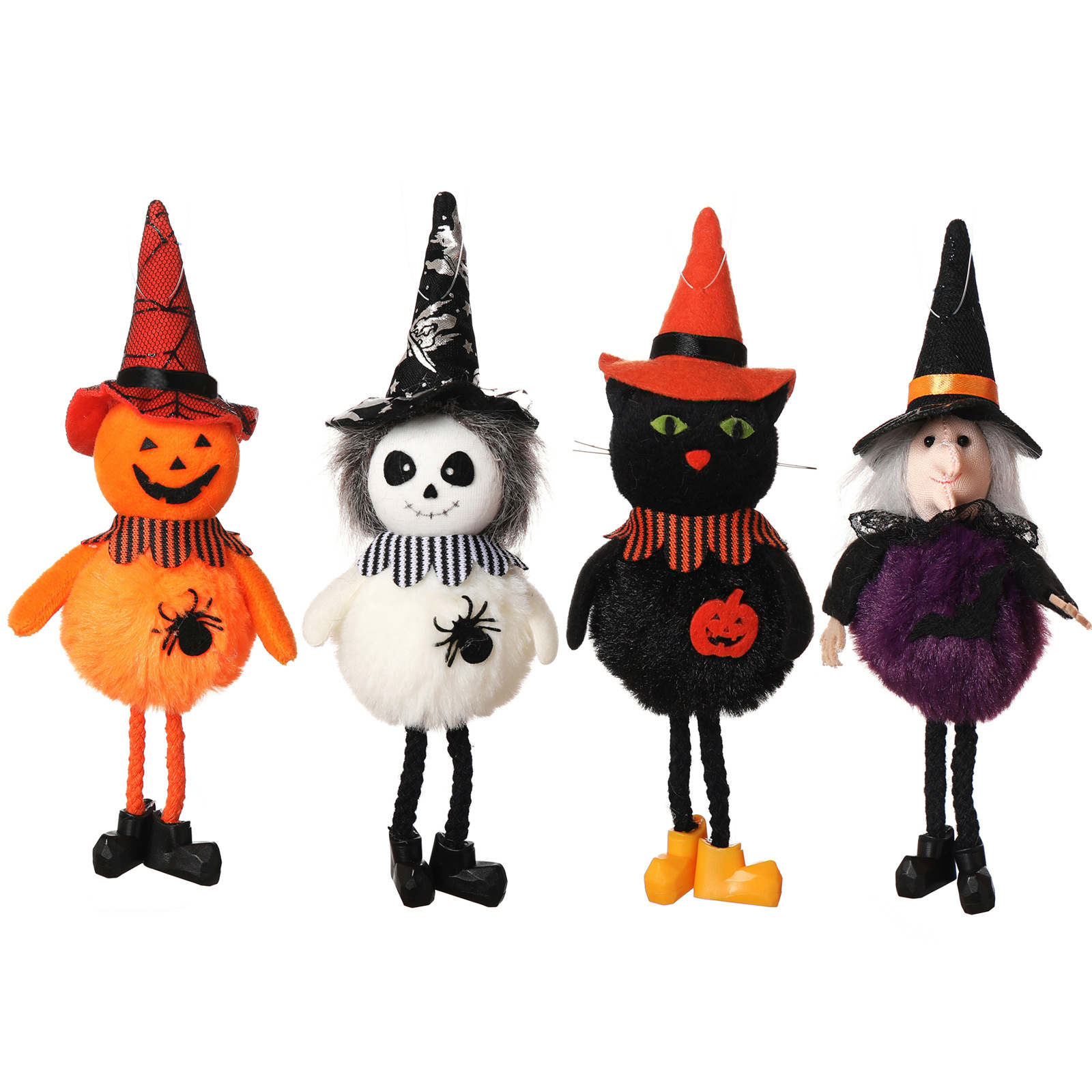 

Halloween Decoration Hanging Garden Fancy Plush Toy Pumpkin Witch Black Cat Ghost With Spider Round Belly Hat Stuff Table Ornament Party Bar Decor
