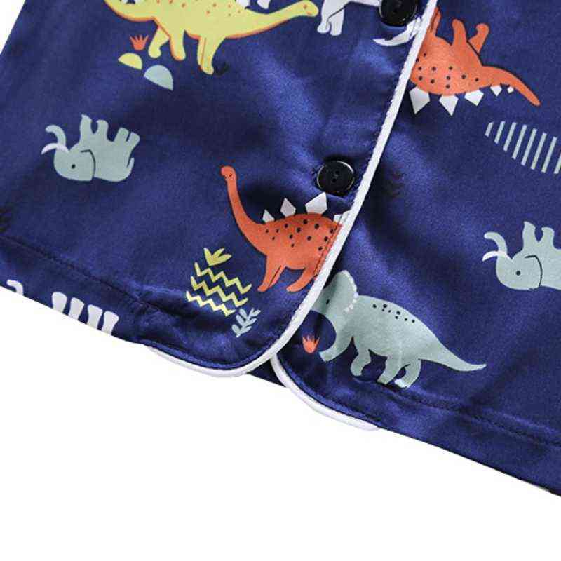 Kids Pajamas Dinosaur Print Nighdress Baby Boy Girls Sleepwear Button T Shirt Shorts Set Outfits Toddler 211130