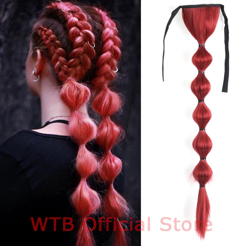 Synthetic Wigs WTB Long Silky Straight Drawstring Ponytail Hairpieces For Women Clip In Hair Tail False 80cm