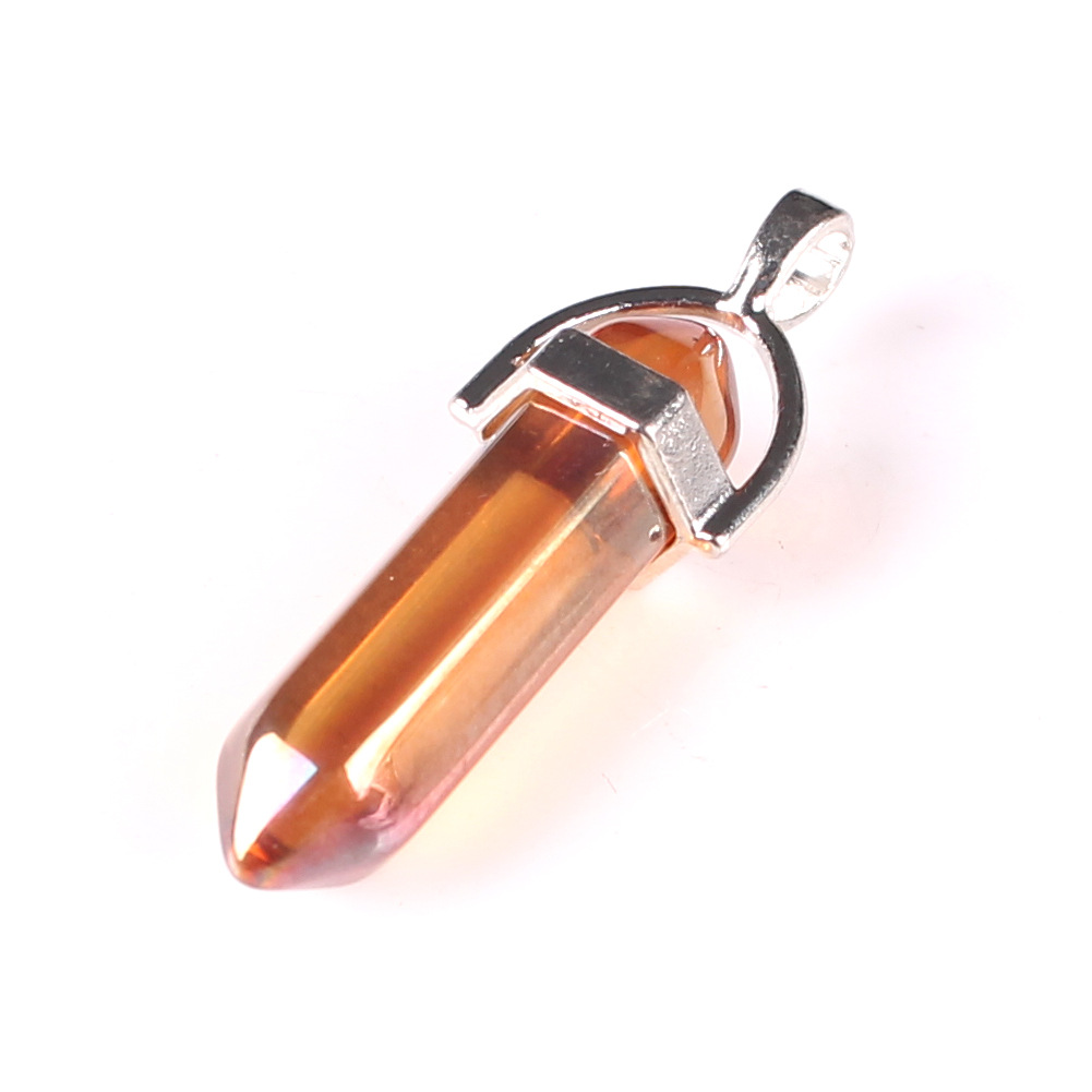 The colorful plating color Hexagon Prism Charms Pendants Crystal Clear Chakras Gem Stone fit earrings necklace making assorted