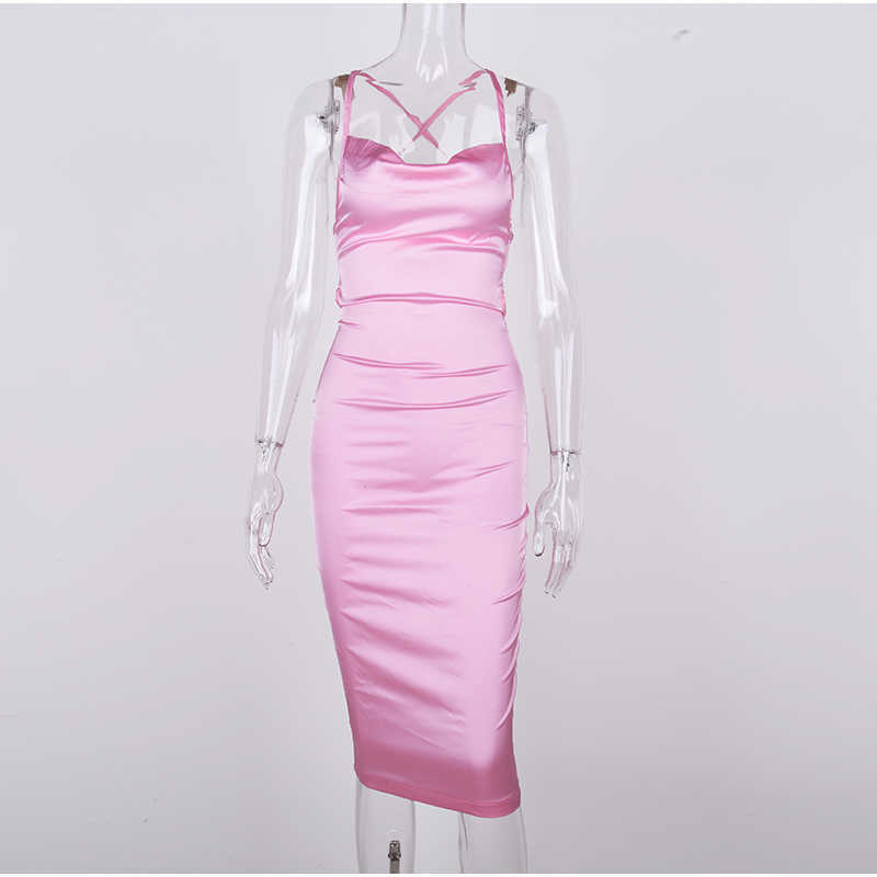 Asia women Satin long dress summer Green Elegant es woman party night sexy backless lace up Slim fit bodycon midi 210623