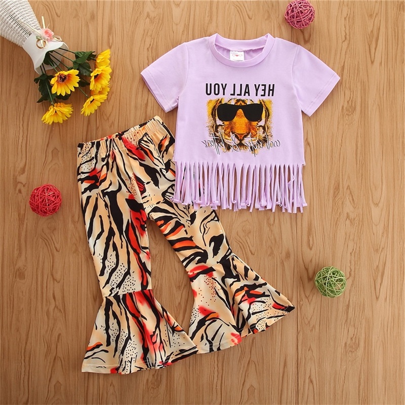 Wholesale Toddler Baby Girls Designer Clothes Boutique Bell Bottom Pants Outfits Tiger Print Tassel Decoration Girls Outfits 2370 Q2, White
Wholesale Toddler Baby Girls Designer Clothes Boutique Bell Bottom Pants Outfits Tiger Print Tassel Decoration Girls Outfits 2370 Q2, White