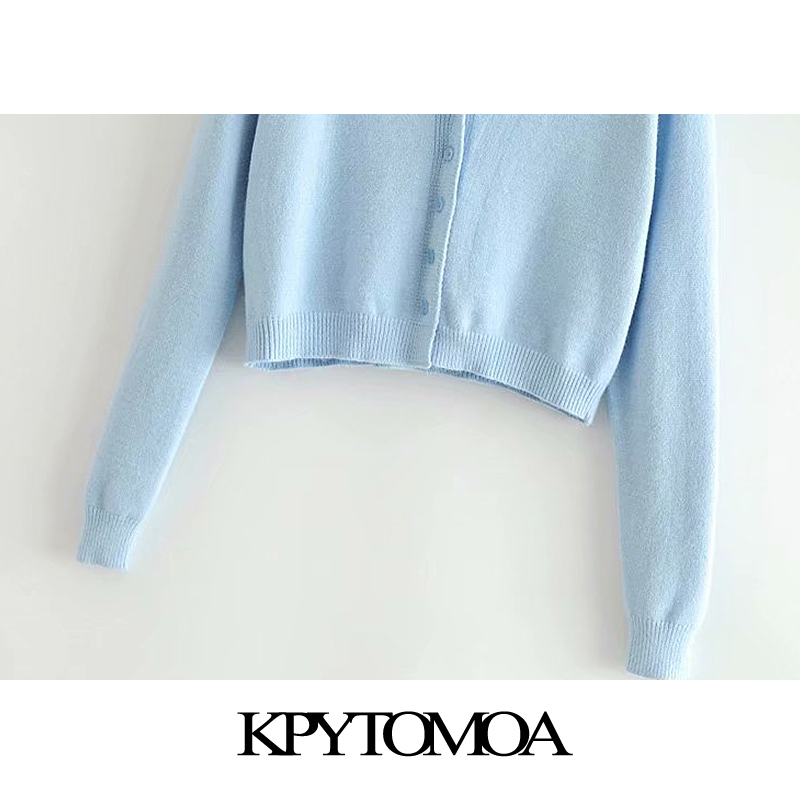 Women Fashion Single Breasted Cropped Knitted Cardigan Sweater Long Sleeve Female Outerwear Chic Tops 210420